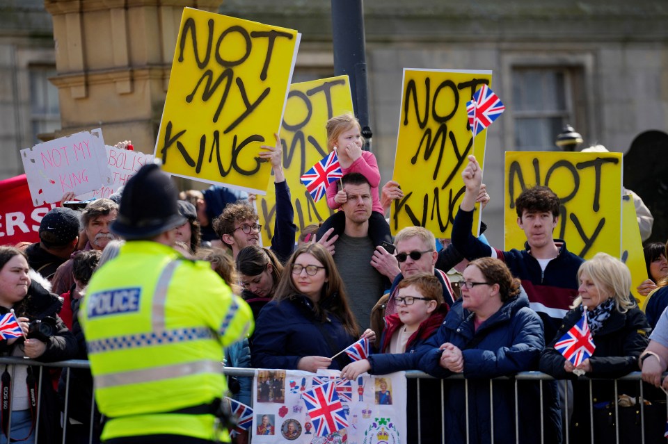 King Charles and Queen Camilla were greeted by anti-monarchy protestors who chanted 'not my King'