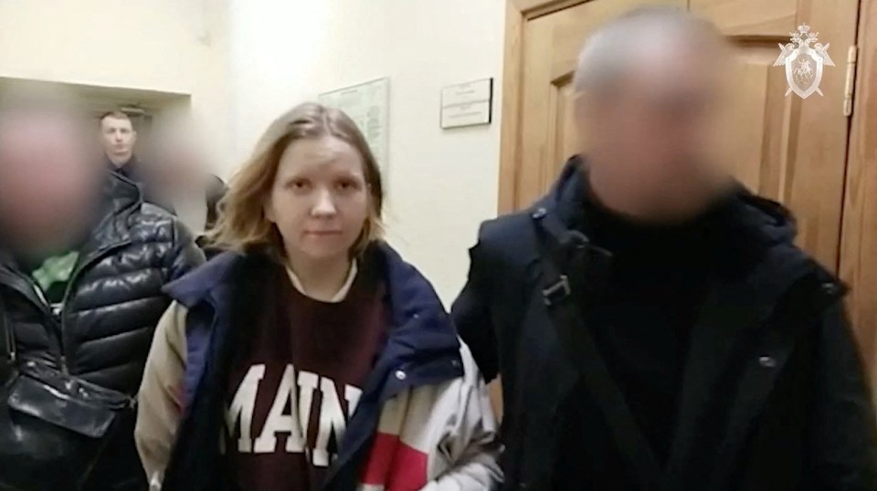 Footage shows Trepova being arrested at her apartment