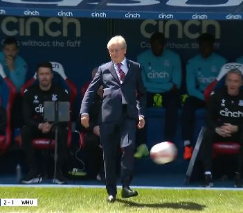 Roy Hodgson tried to control a clearance from Lukasz Fabianski