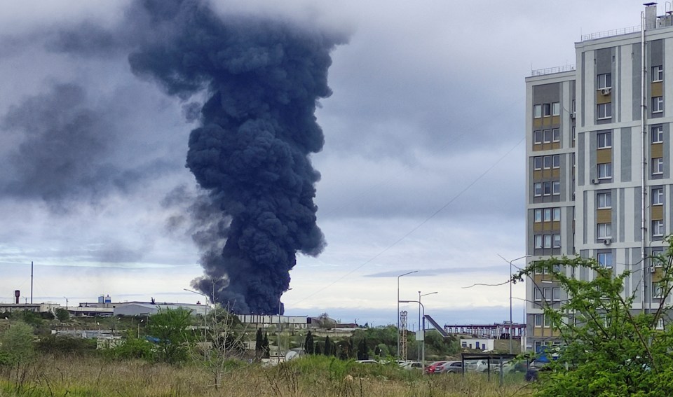 The blast sparked a huge black cloud of smoke