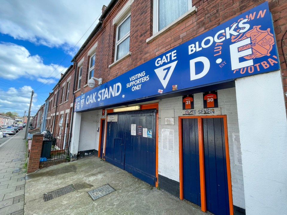 The stand entrance has been cut into a row of Victorian terrace houses