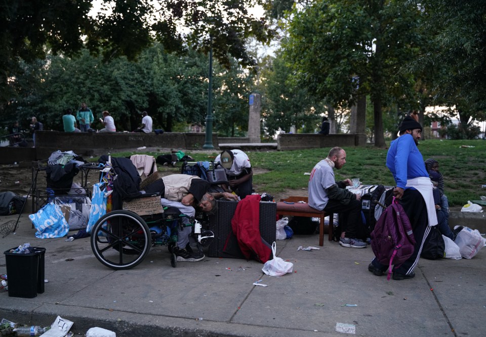 The zombie drug has been ripping through US cities, like Philadelphia shown here, where it leaves users in a comatose state