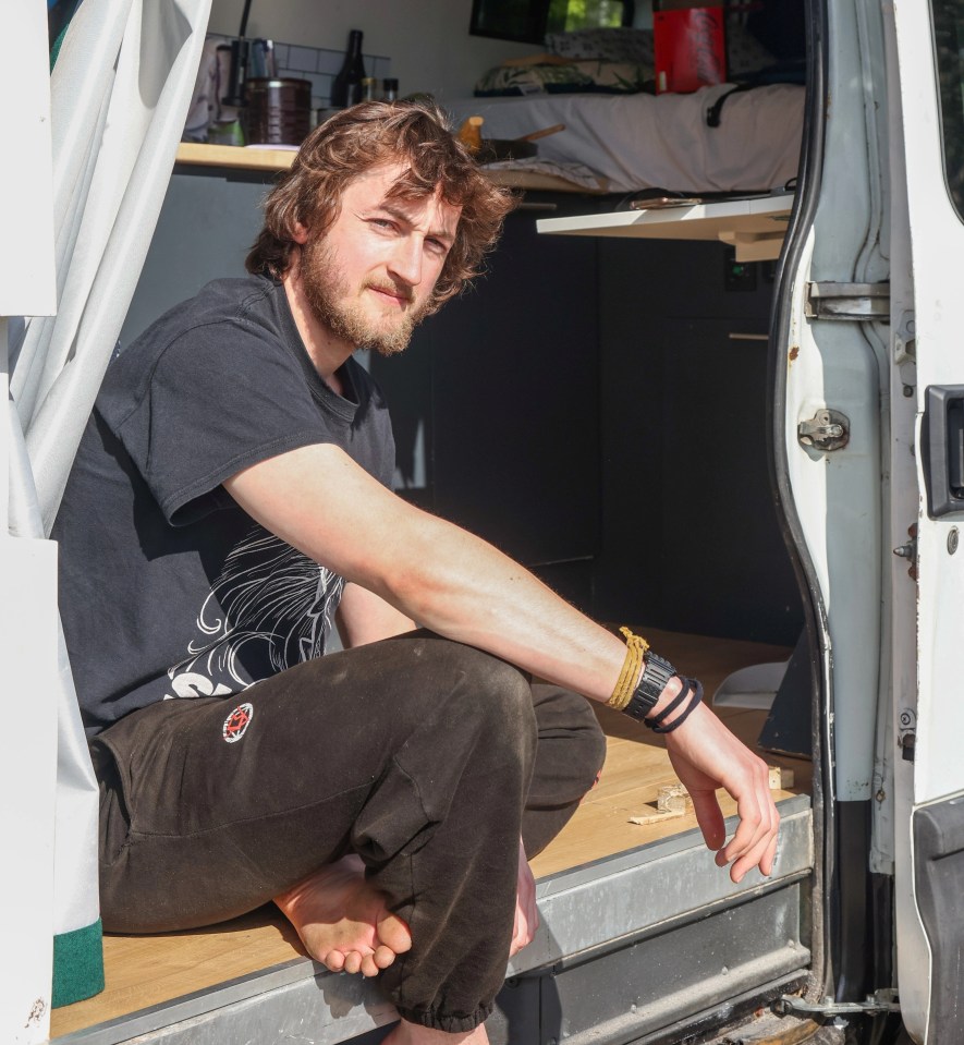 Gareth Jones, 28, leads a barefoot lifestyle in his van