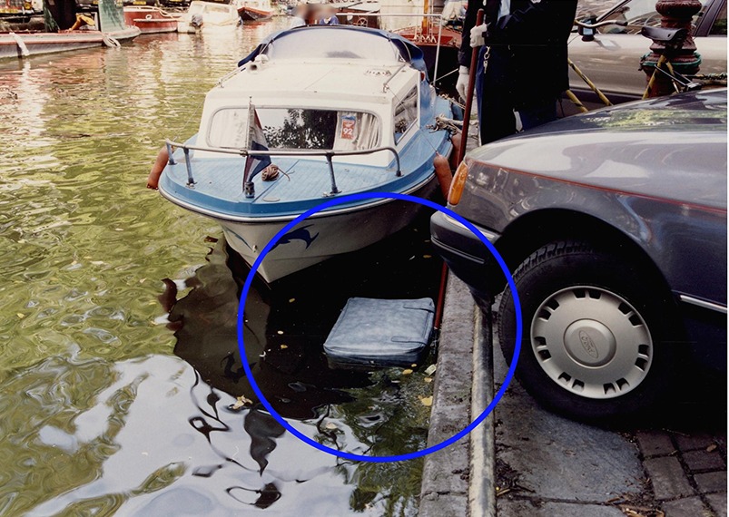 One victim's torso was found in this suitcase in an Amsterdam canal