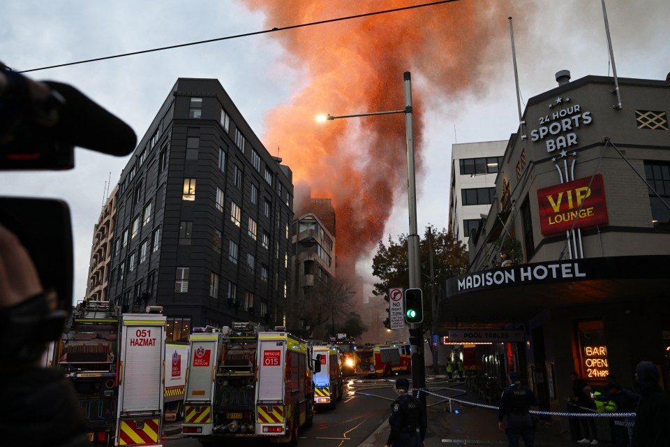 Parts of the building could be seen collapsing as the blaze raged on