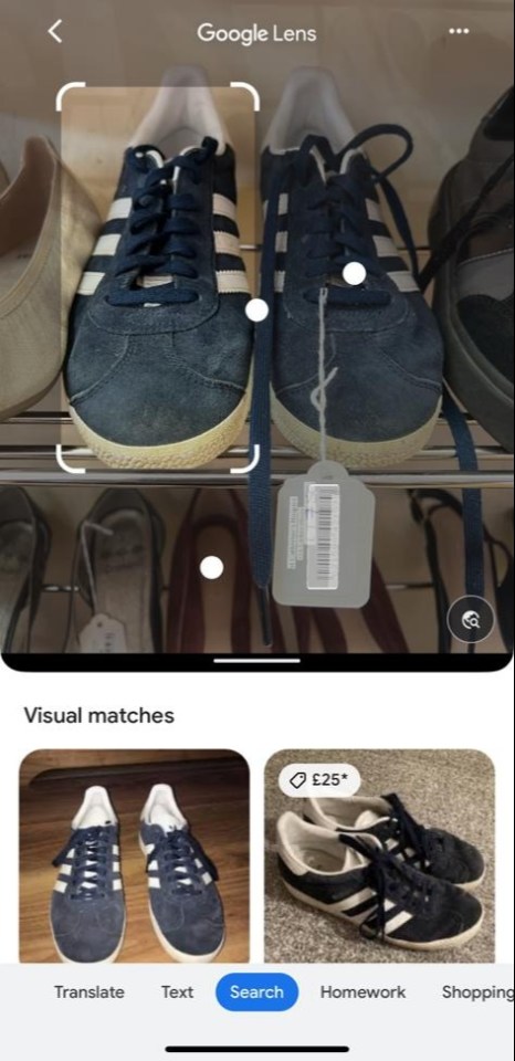 I used Google Lens to find how much I could sell the shoes for online