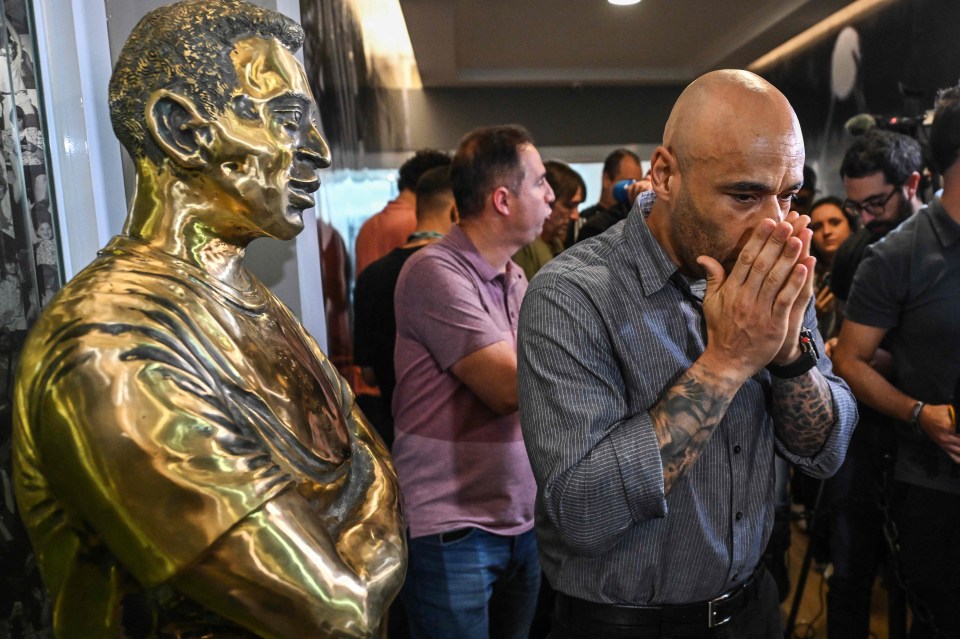 Pele’s son, Edson Cholbi Nascimento, was moved to tears during the opening