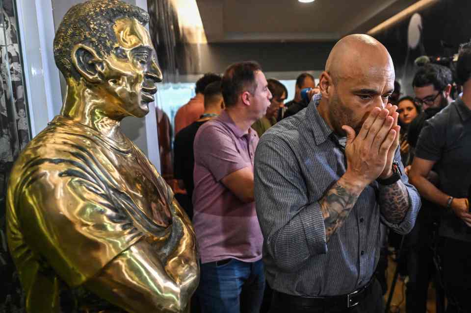 Pele's son, Edson Cholbi Nascimento, was moved to tears during the opening