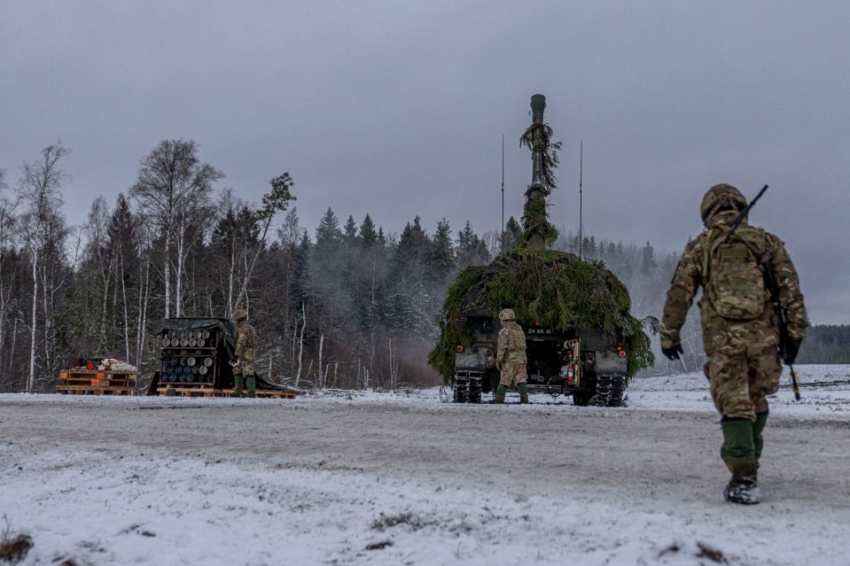 Brits train in the frozen fields in eastern Estonia