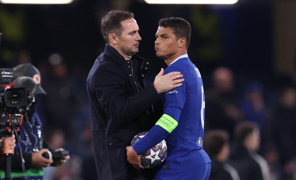 Silva was disappointed with his team’s exit from the Champions League this year as manager Frank Lampard (L) tried to console him