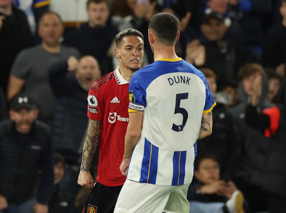 Prior to the goal, the highlight of the game had been a clash between Antony and Lewis Dunk