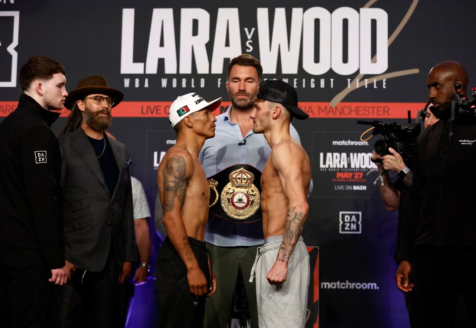 Mauricio Lara and Leigh Wood face off in their weigh in