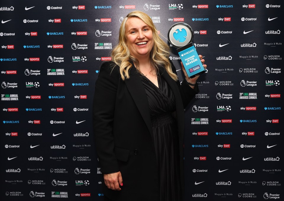 Chelsea Women's boss Emma Hayes won the Women's Super League award