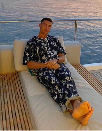 Cristiano Ronaldo was spotted in a pair of pricey Louis Vuitton PJs in 2020