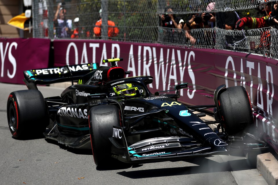 Russell's team-mate Lewis Hamilton crashed into the wall during practice