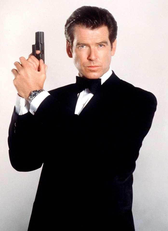 Bond actor Pierce Brosnan in the iconic agent's pose