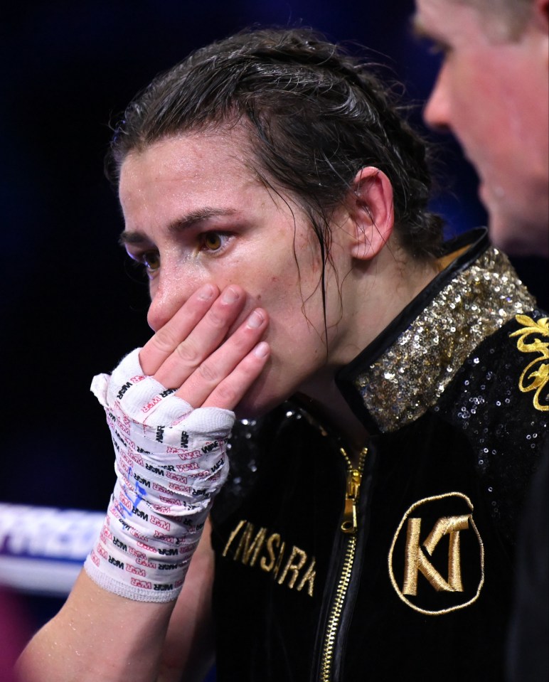 Taylor was left crestfallen after suffering her first ever professional defeat