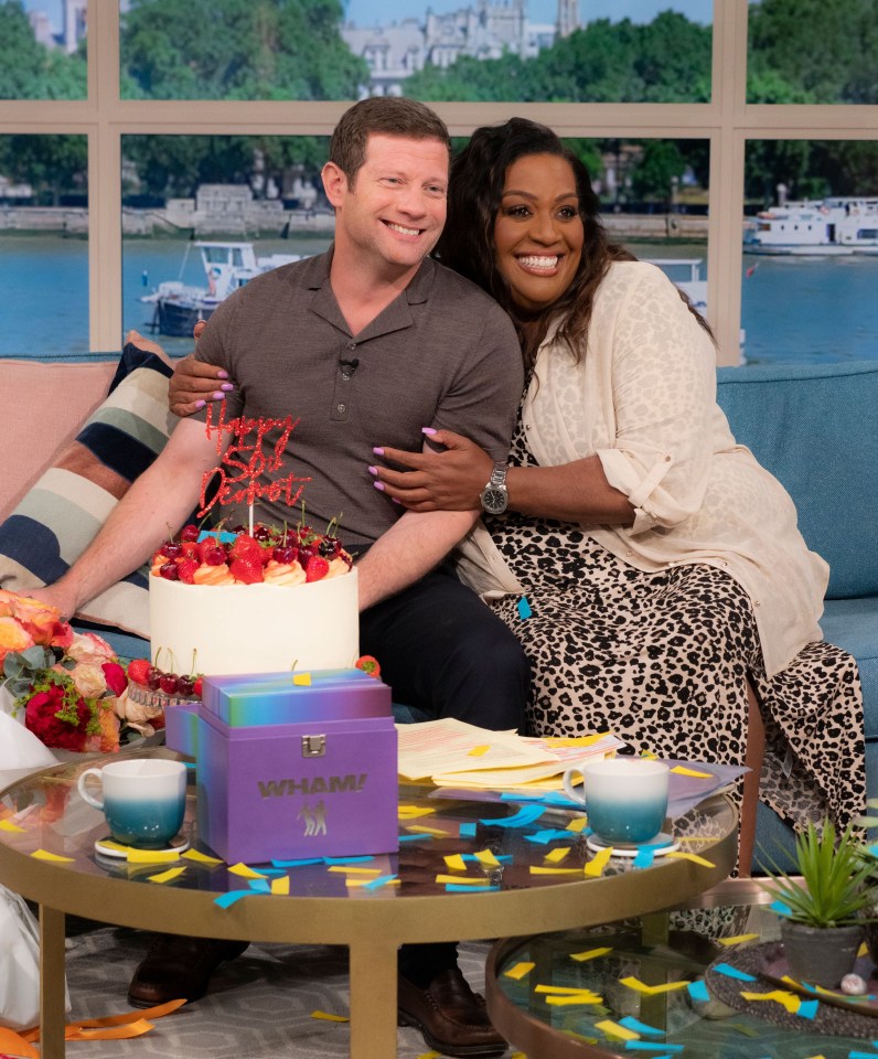 Dermot O'Leary was surprised with cake and flowers to celebrate his 50th birthday