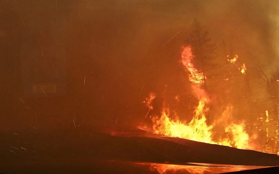 Dramatic dashcam footage captured the raging wildfire in Nova Scotia, Canada