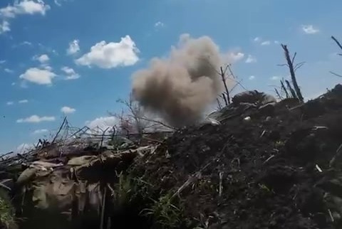 Bodycam footage shows the moment a Russian launched a grenade from a bunker