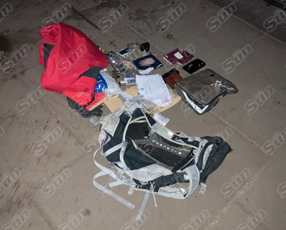 The suspect's rucksack outside the grounds of the royal residence