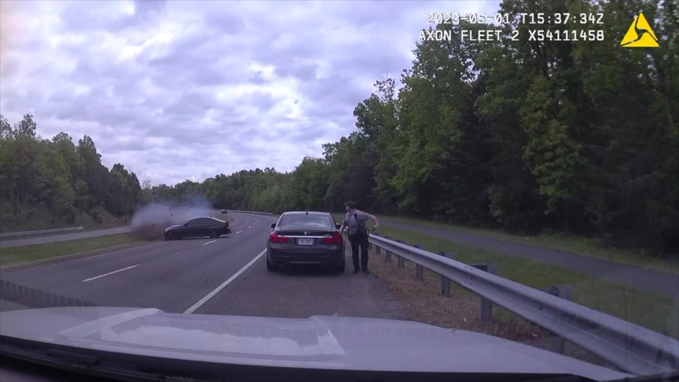 The BMW came skidding round the corner at a reported speed of over 120mph