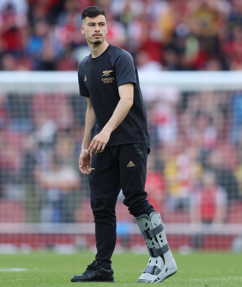 Martinelli was then seen wearing a protective boot on his left foot