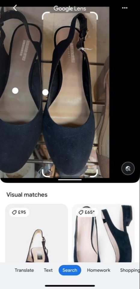 I used Google Lens to find how much I could sell the shoes for online