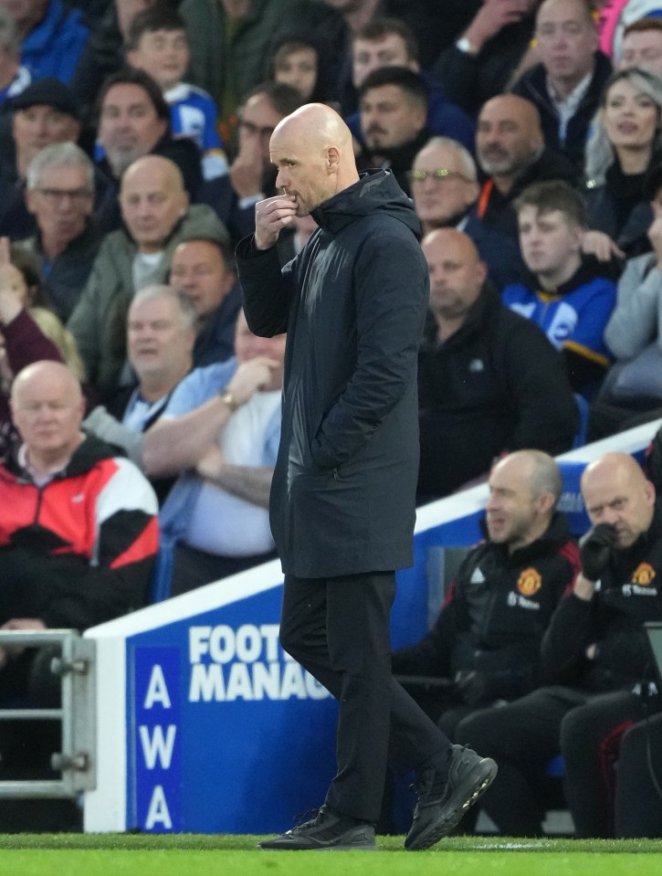 Erik ten Hag was not quite so relaxed after the wine hand-over as United took on Brighton in a Prem clash vital to both sides' European chances