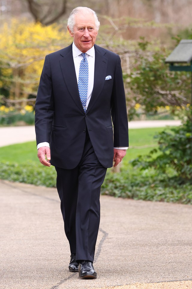 BERLIN, GERMANY - MARCH 29: King Charles III is seen on in the gardens at a Sustainability Reception in partnership with the Berlin Energy Transition Dialogue at Schloss Bellevue presidential palace on March 29, 2023 in Berlin, Germany. The King and The Queen Consort's first state visit to Germany is taking place in Berlin, Brandenburg and Hamburg from Wednesday, March 29th, to Friday, March 31st, 2023. The King and Queen Consort's state visit to France, which was scheduled for March 26th - 29th, has been postponed due to ongoing mass strikes and protests. (Photo by Sebastian Reuter/Getty Images)