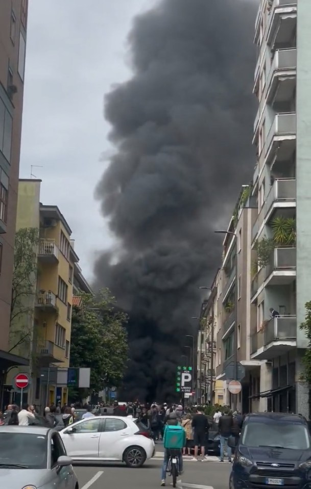 The blast sent thick black smoke pouring over the Italian city