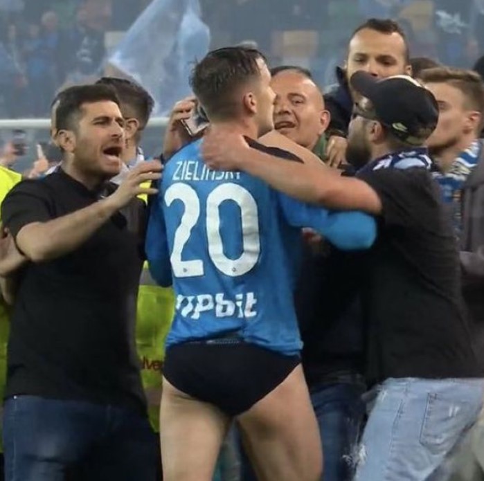 Piotr Zielinski was spotted stripped to his pants after the game