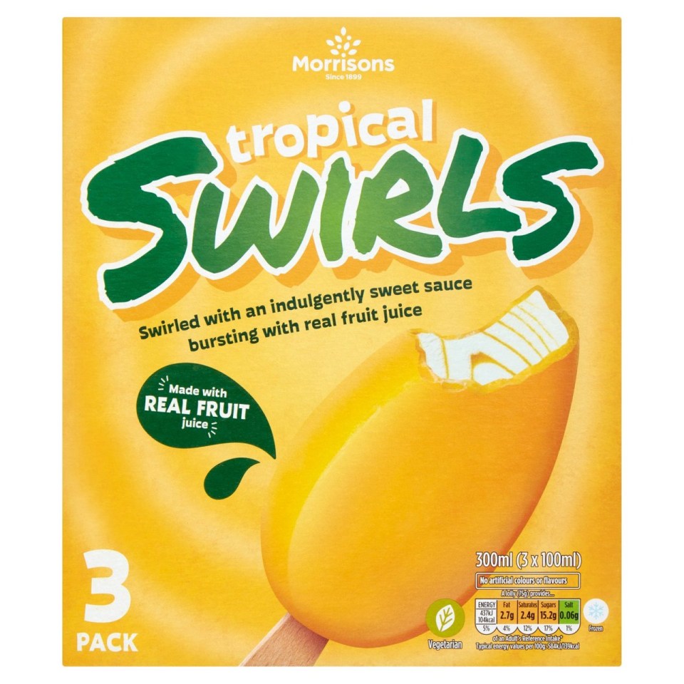 Morrisons Tropical Swirl ice creams, £1.49 for a three-pack