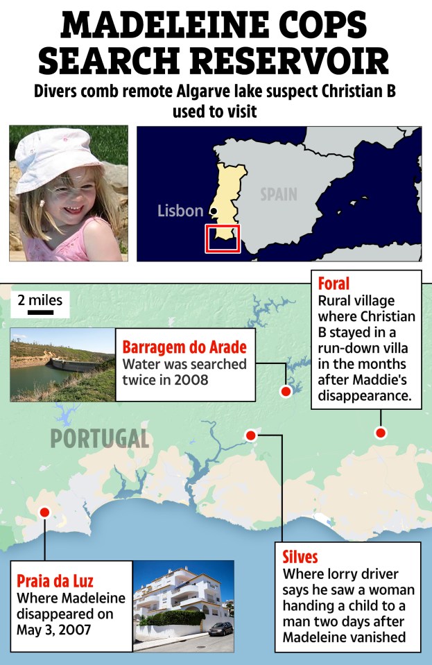 The reservoir is 30 miles from Praia De Luz where Maddie disappeared