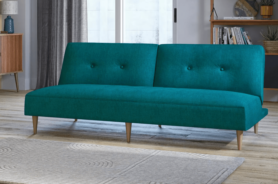  The Clapton sofa bed comes in an eye-catching Fraser-teal velvet