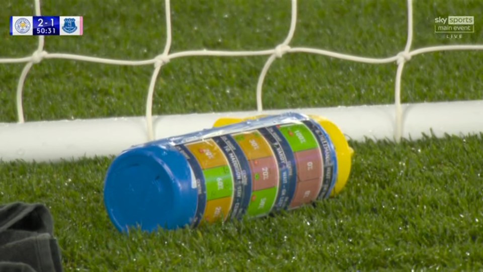 Footage from the game showed Pickford's water bottle had valuable information about Leicester's possible penalty takers on it