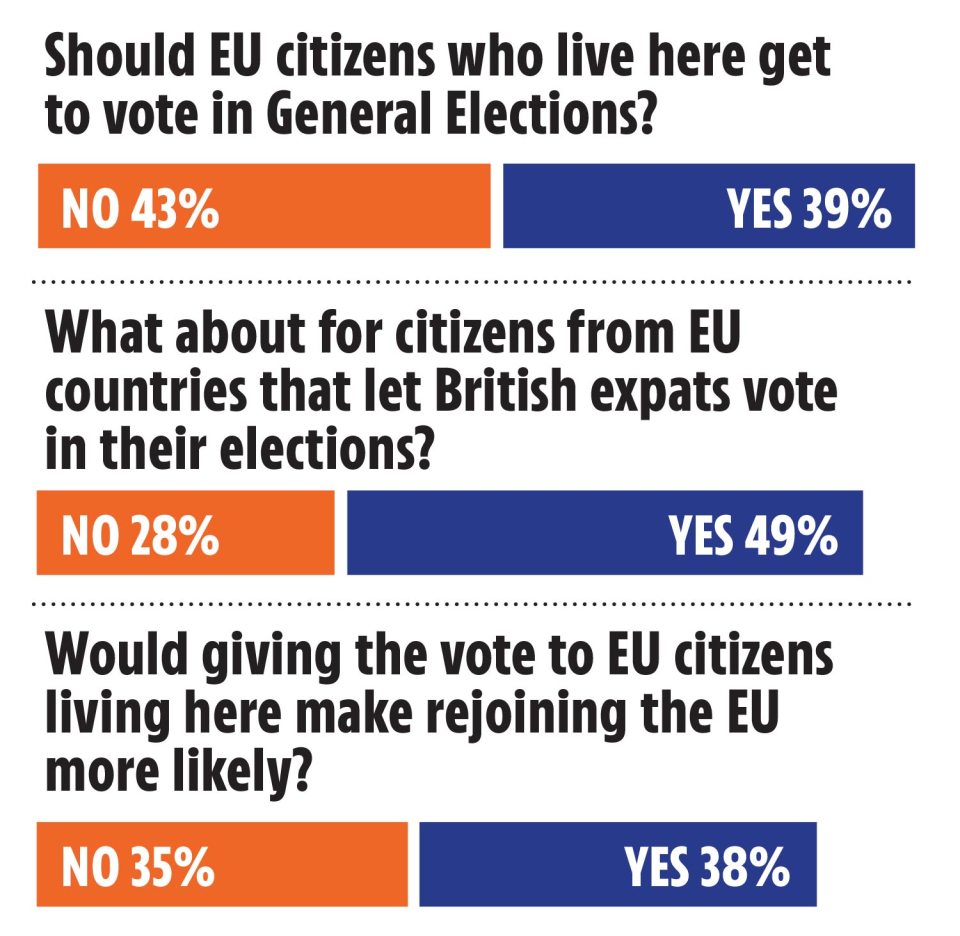 Voters are split on whether EU citizens should be able to vote in elections