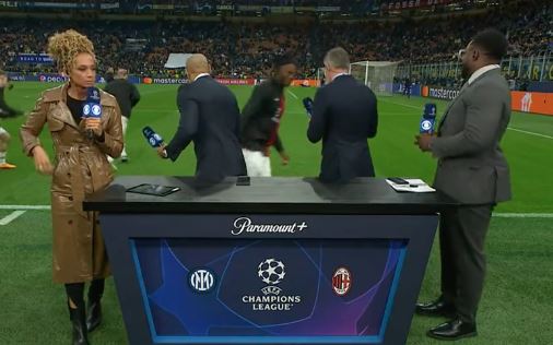 Rafael Leao high-fived Thierry Henry, Jamie Carragher and Micah Richards ahead of the Champions League semi-final