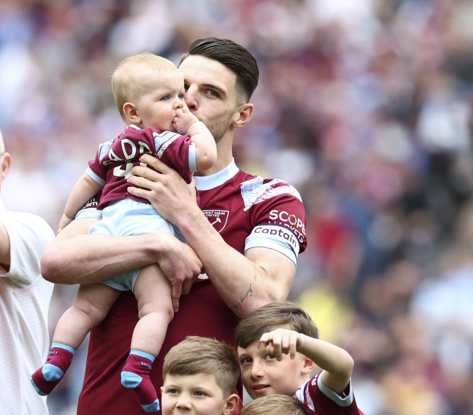 Declan Rice led West Ham’s stars are their kids out before the Leeds match