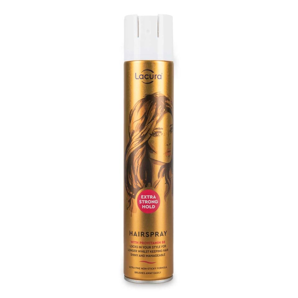 Aldi’s Lacura hairspray has a non-sticky formula and is £1.49