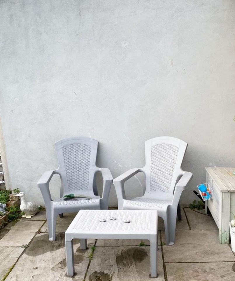 Her patio area was also looking worse for wear before she got her DIY hands all over it