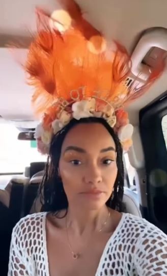 The gorgeous star wore a headdress for the exciting occasion