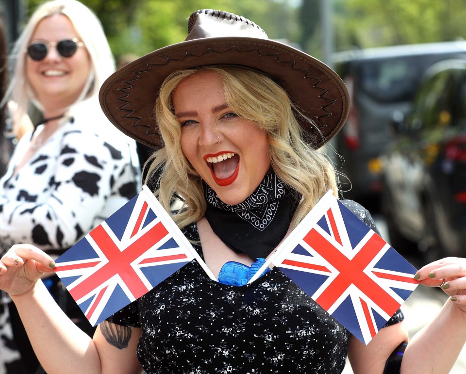 This woman in Leeds showed off her Union flags while celebrating the coronation