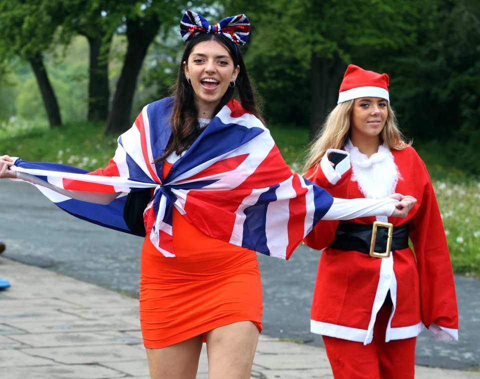 These women in Leeds looked eye-catching in their red outfits