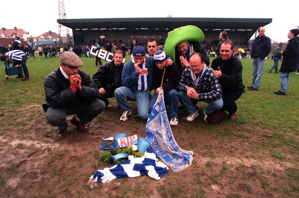 Fans invaded the pitch after the controversial final game at the Goldstone