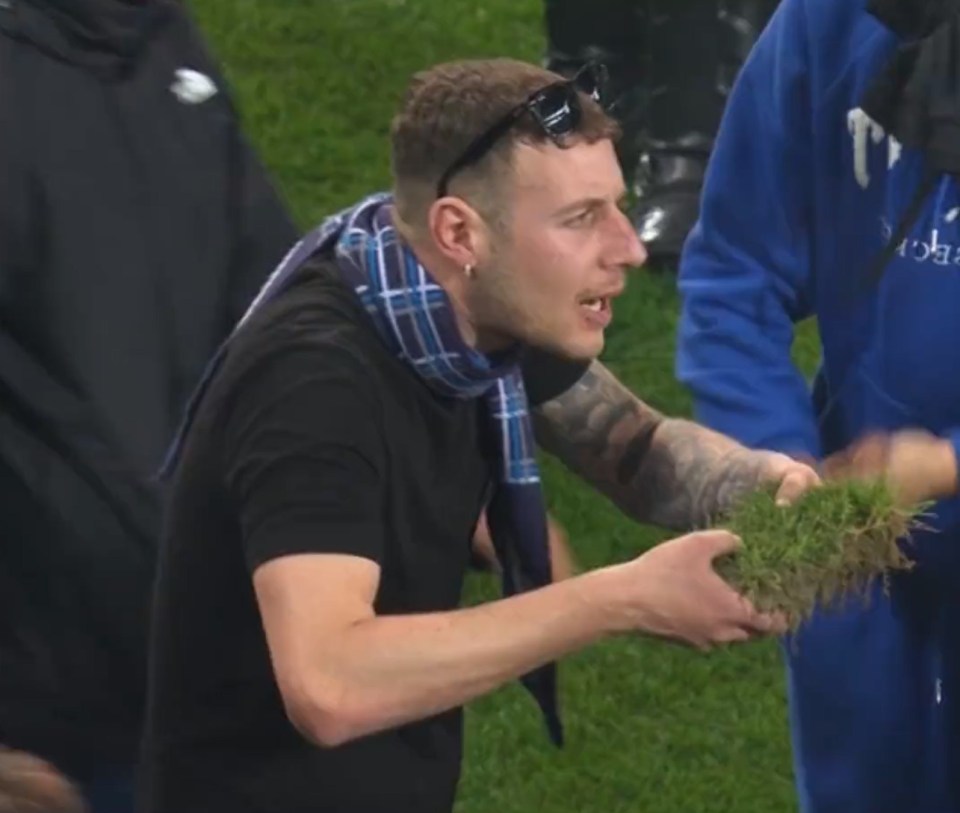 Napoli fans were spotted grabbing clumps of the pitch at Udinese