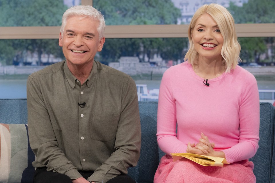 Editorial use only..Mandatory Credit: Photo by Ken McKay/ITV/Shutterstock (13908192bq)..Phillip Schofield, Holly Willoughby..’This Morning’ TV show, London, UK – 11 May 2023