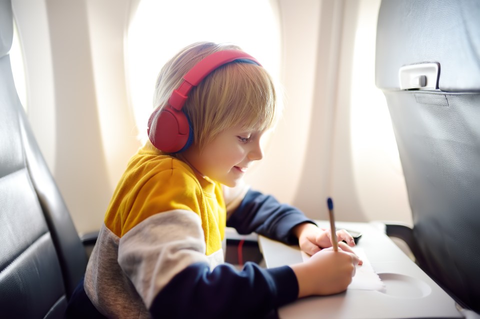 Some airlines have activity kits to keep kids occupied during flights