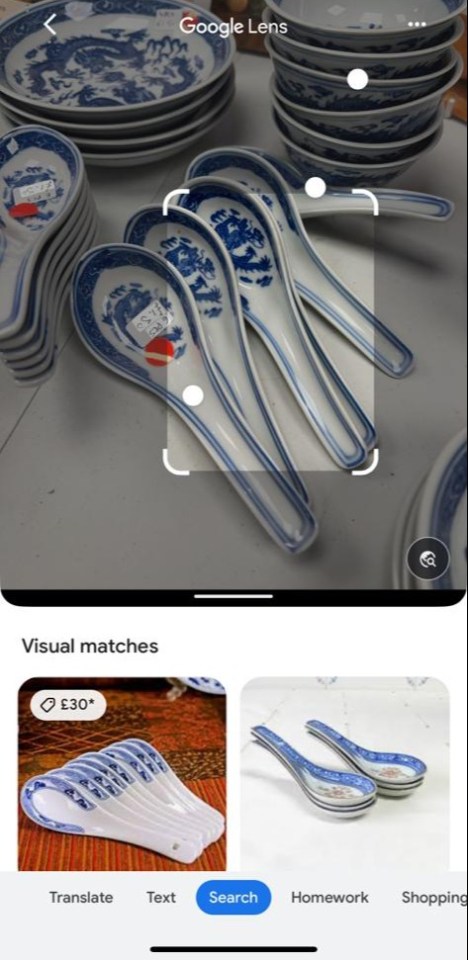 I used Google Lens to find how much I could sell spoons for online