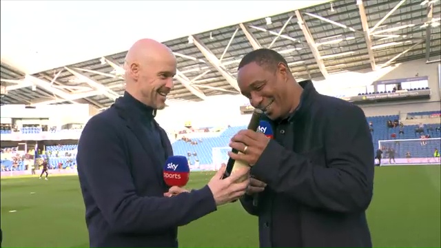 Erik Ten Hag gives Paul Ince a bottle of wine